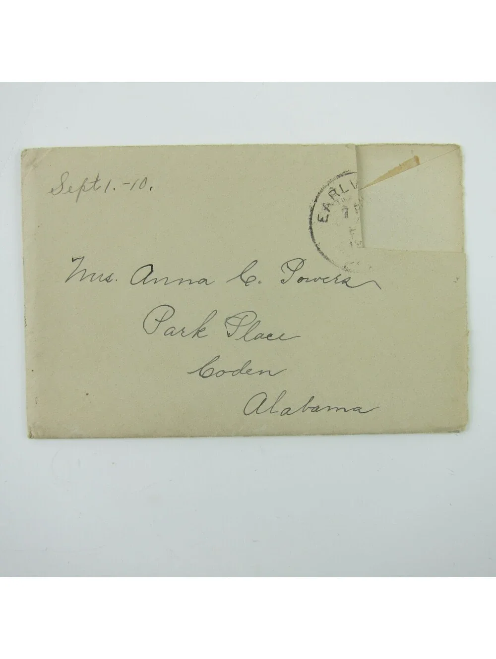 Antique Letter Caroline Burlingame Earlville Illinois Anna Powers Coden Alabama